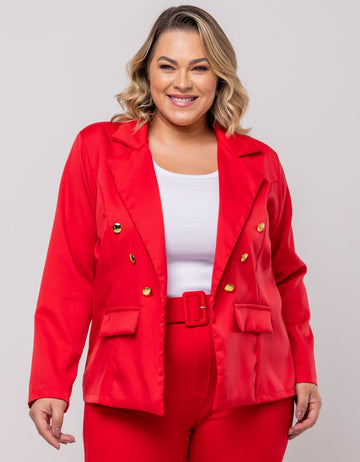 Blazer Plus Size Em Alfaiataria Com Botões