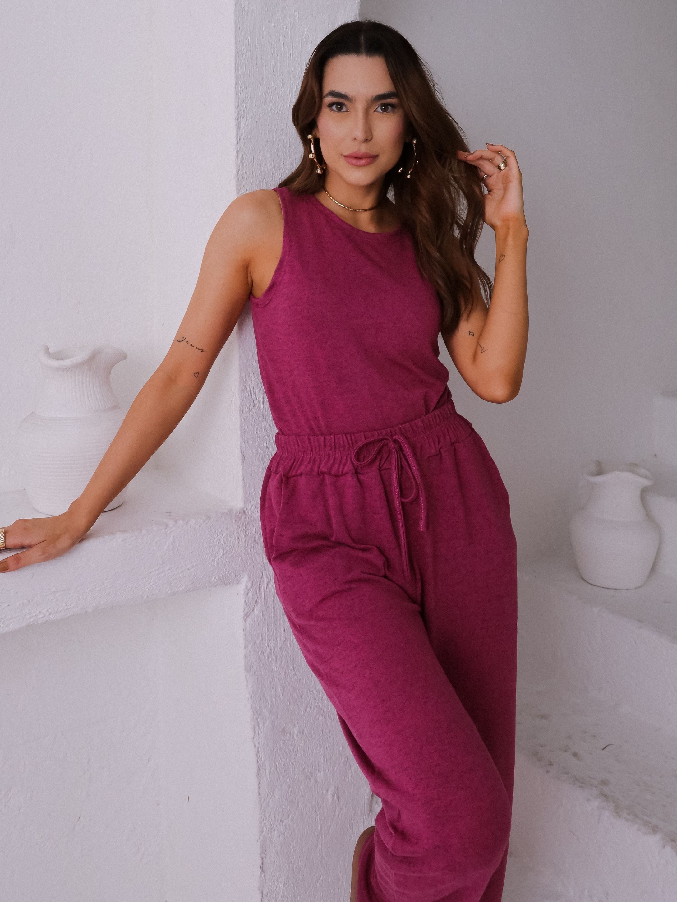 Conjunto Malha de Tricot Três Peças