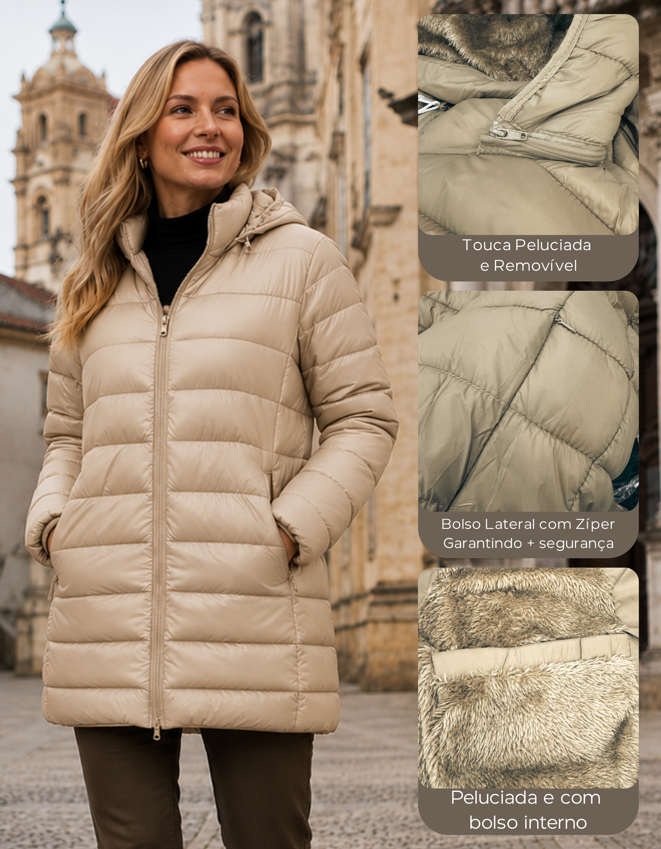 Jaqueta Puffer Bobojaco Peluciada Impermeável Térmica