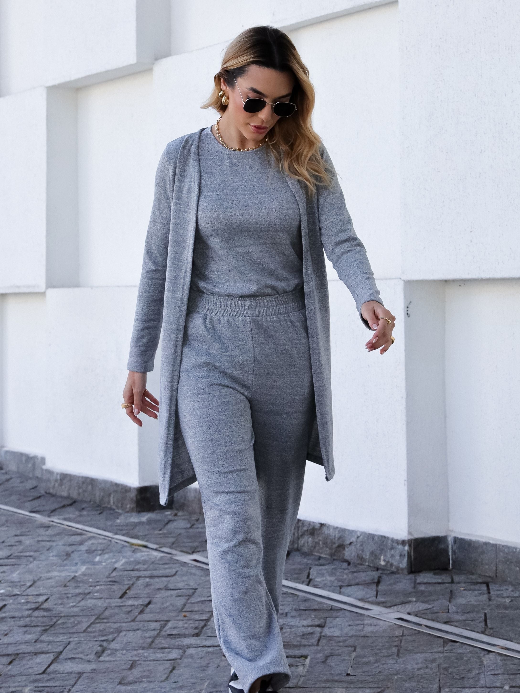 Conjunto Malha de Tricot Três Peças