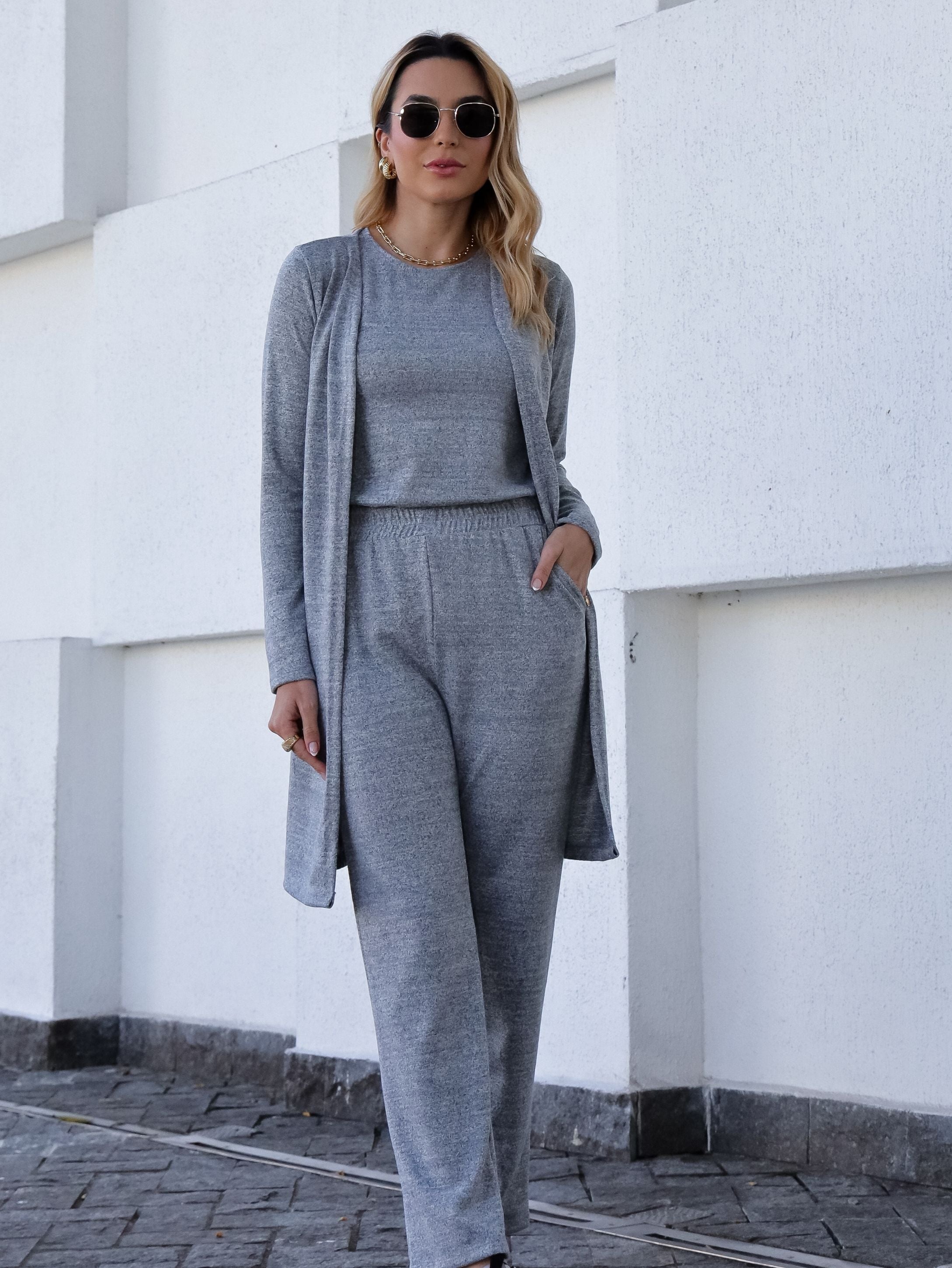 Conjunto Malha de Tricot Três Peças