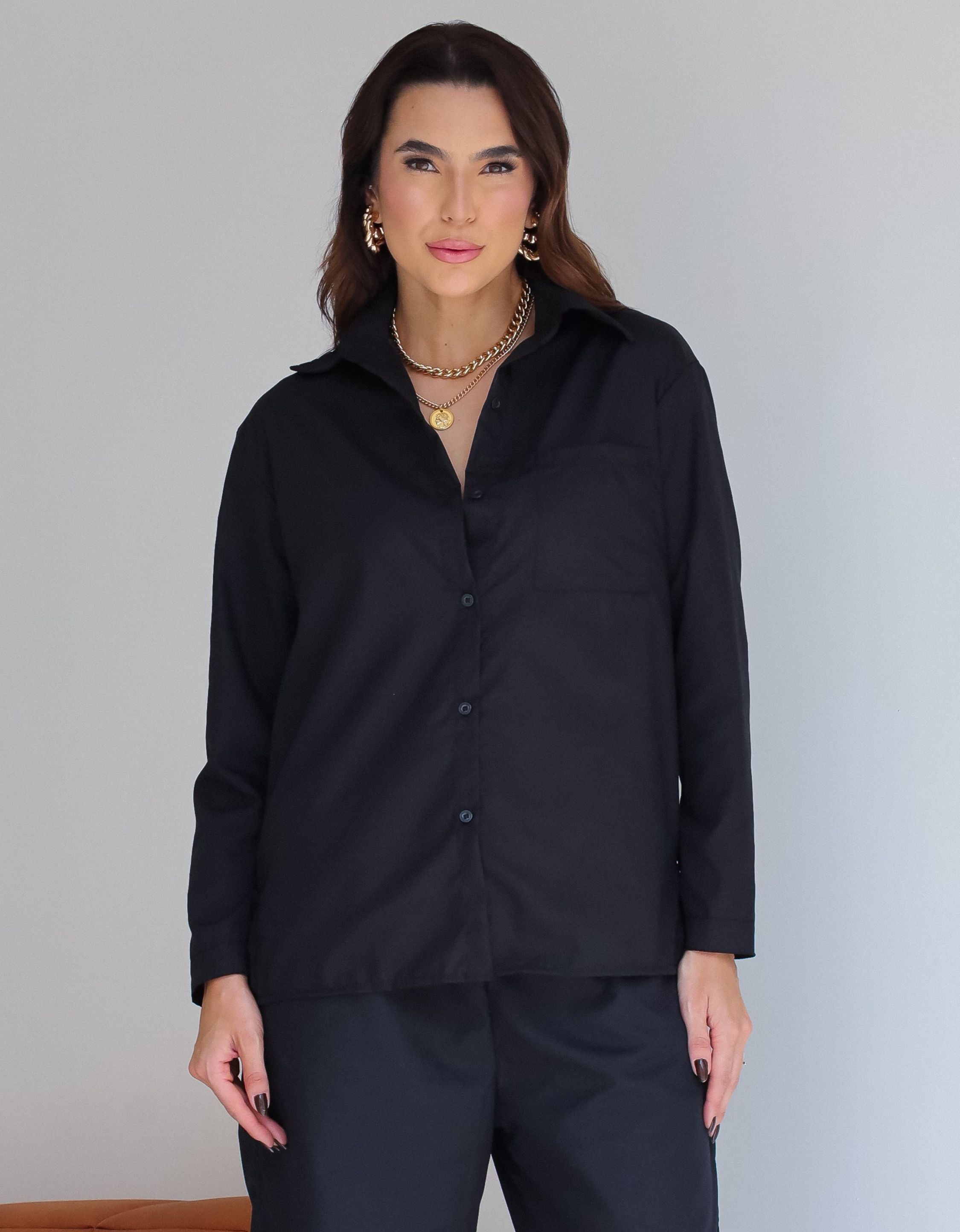 Camisa Oversized em Tricoline