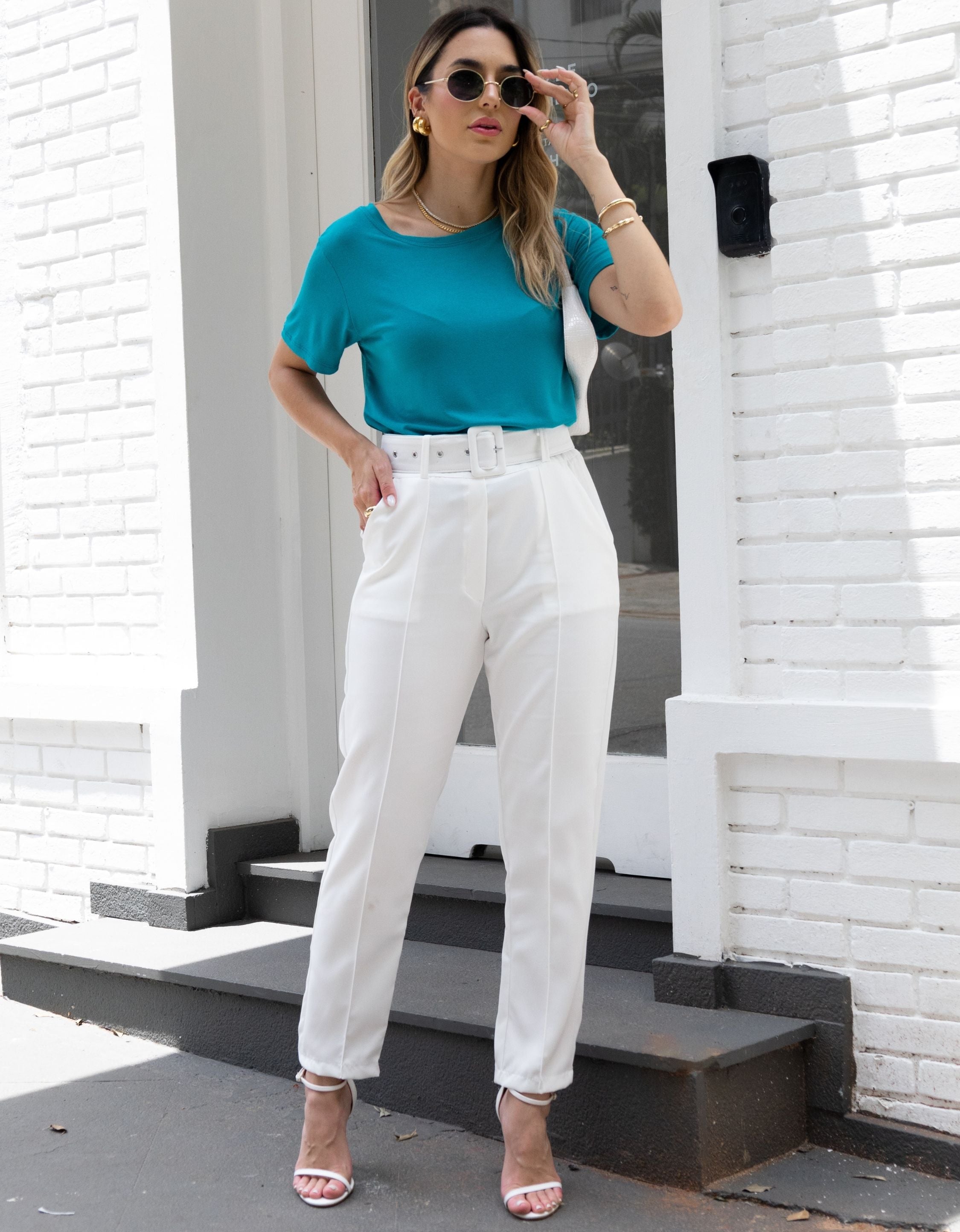 Blusa Malha de Viscose Gola Canoa