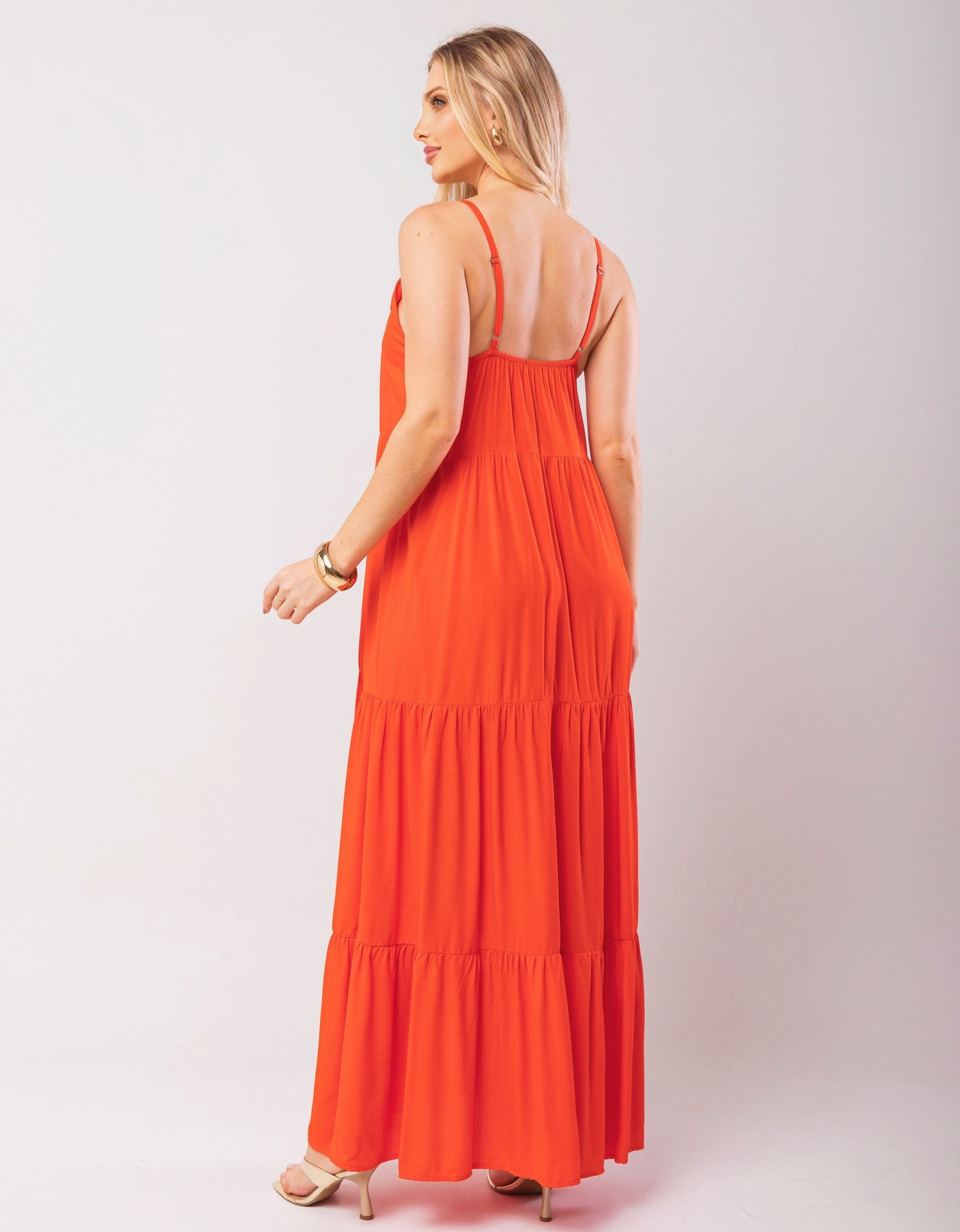 Vestido Longo Viscolinho com Alças Reguláveis