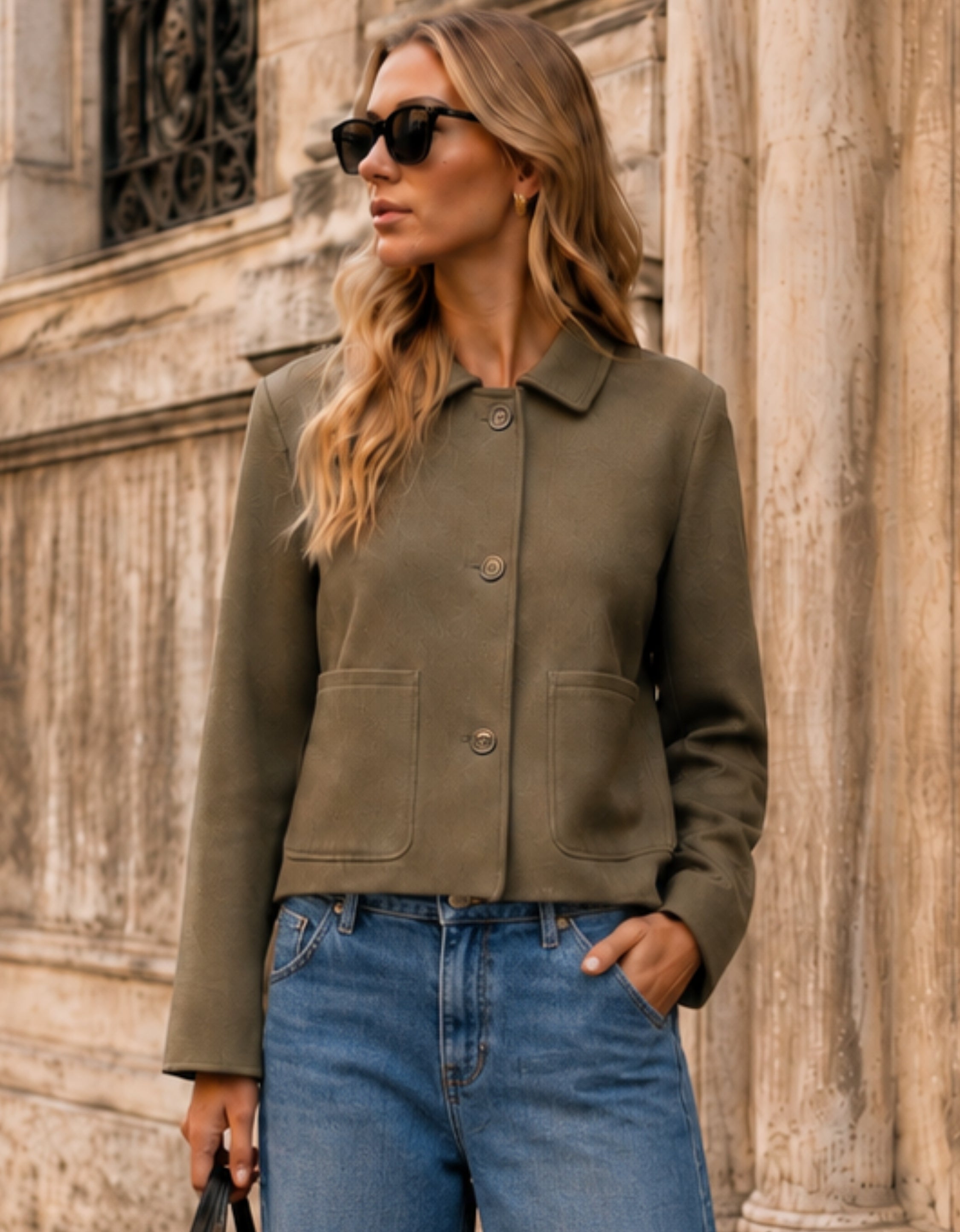 Casaco Suede com Bolsos