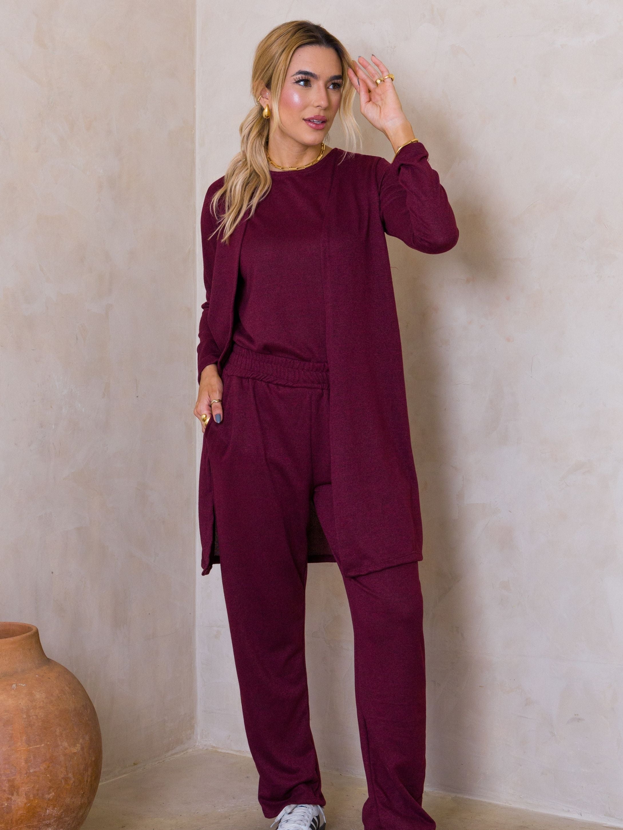 Conjunto Malha de Tricot Três Peças