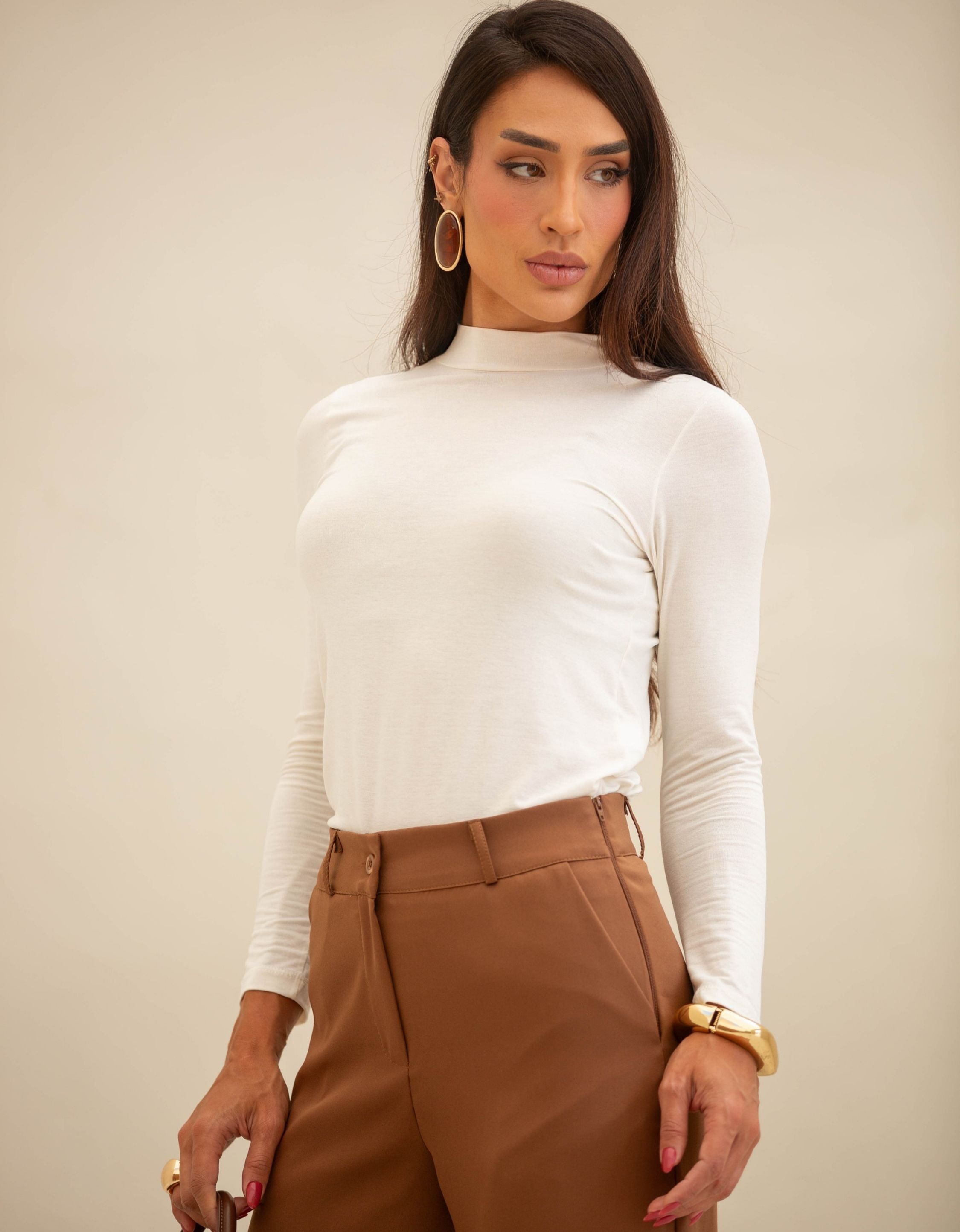Calça Pantalona Alfaiataria Cintura Alta Elegante
