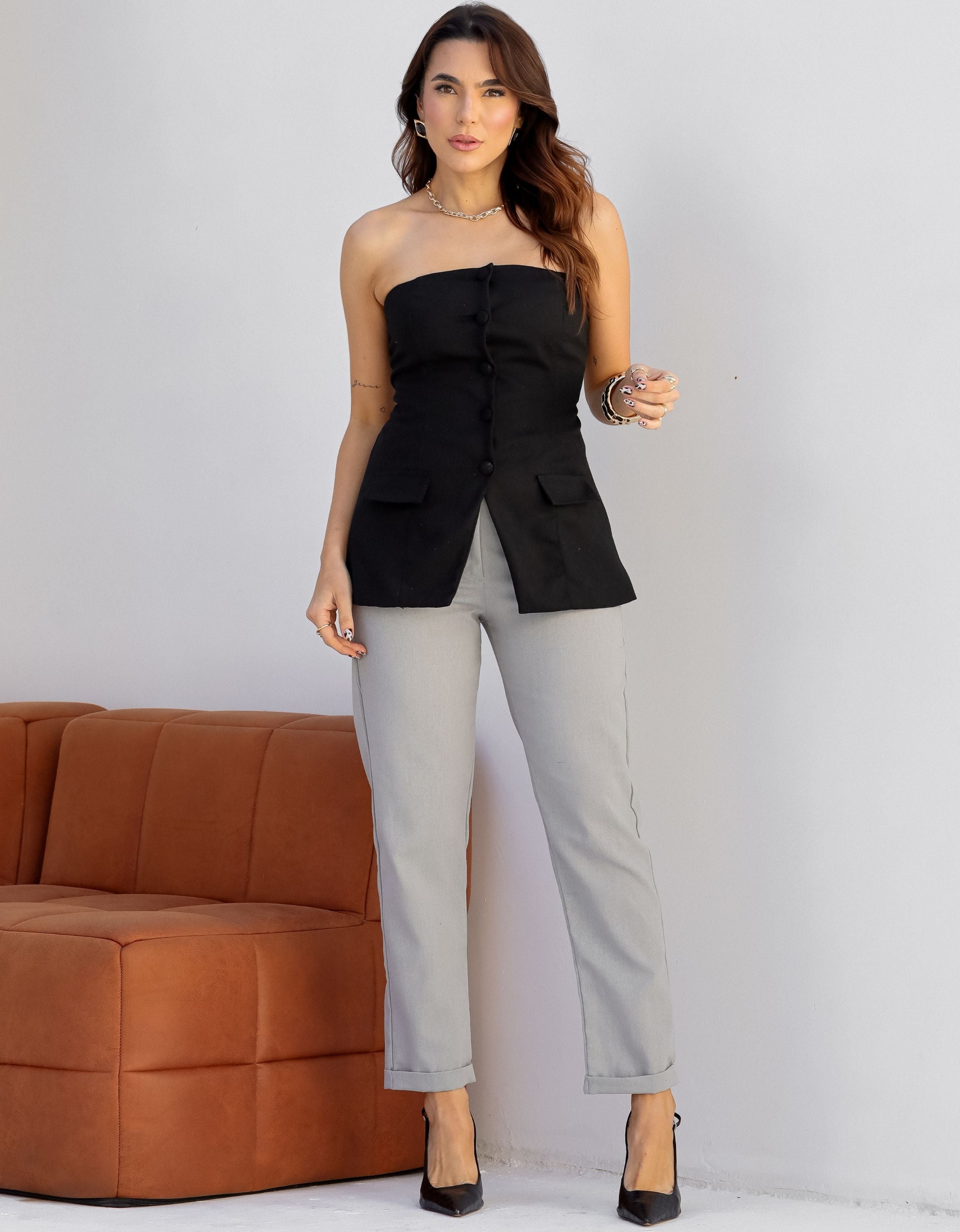 Blusa Tomara Que Caia em Linho