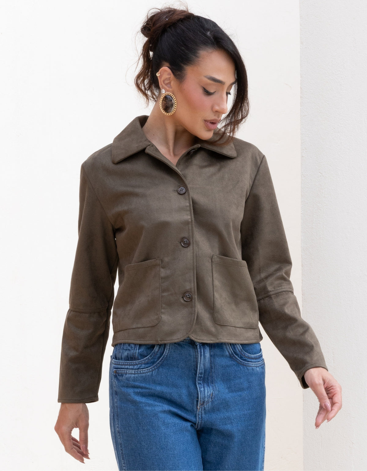 Casaco Suede com Bolsos