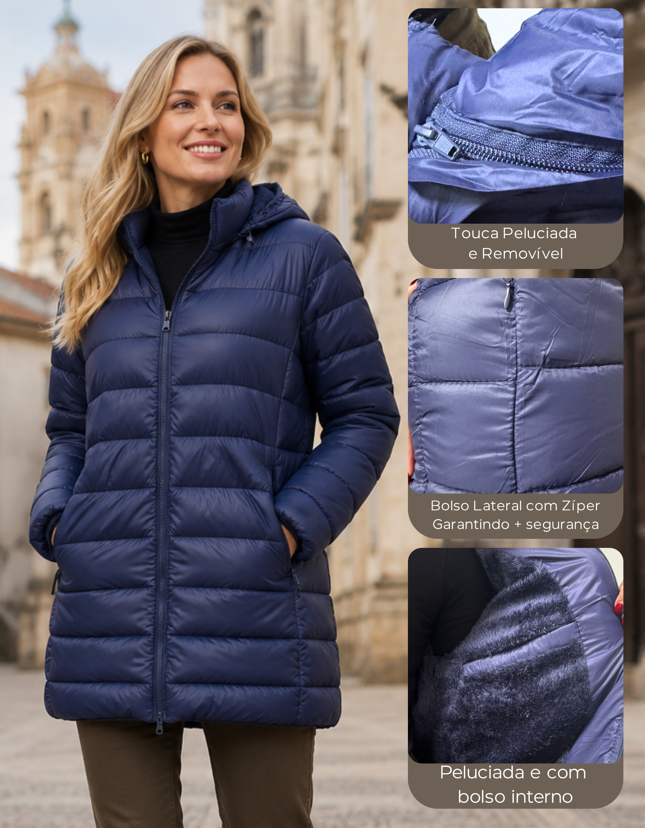 Jaqueta Puffer Bobojaco Peluciada Impermeável Térmica