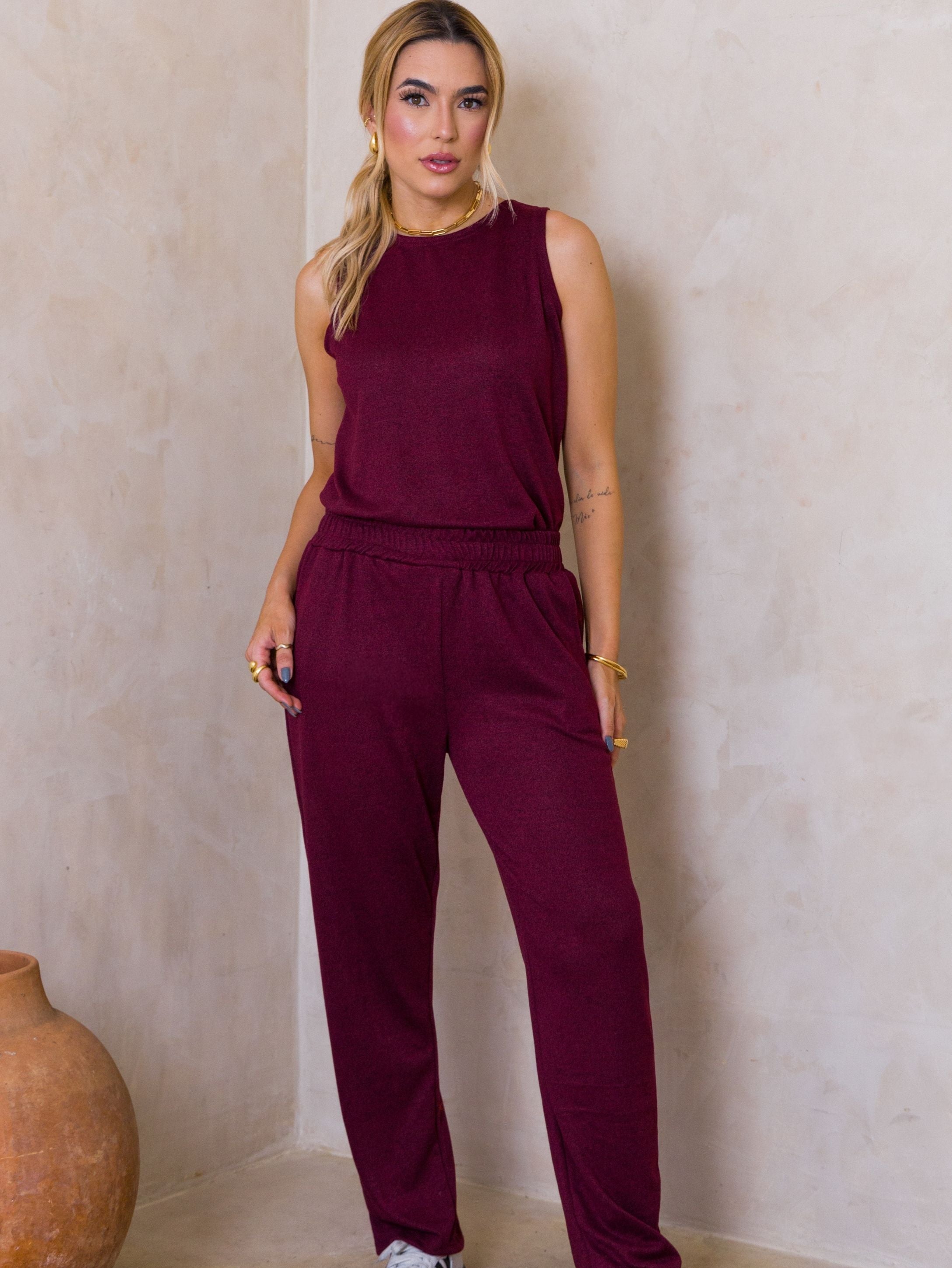 Conjunto Malha de Tricot Três Peças