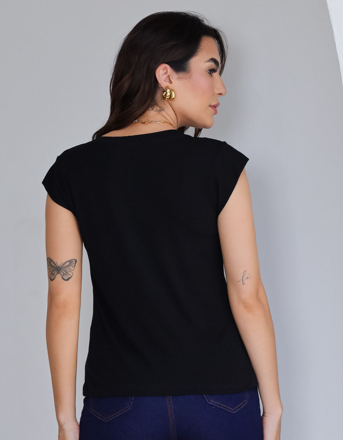 Blusa com Mangas em Malha de Viscose