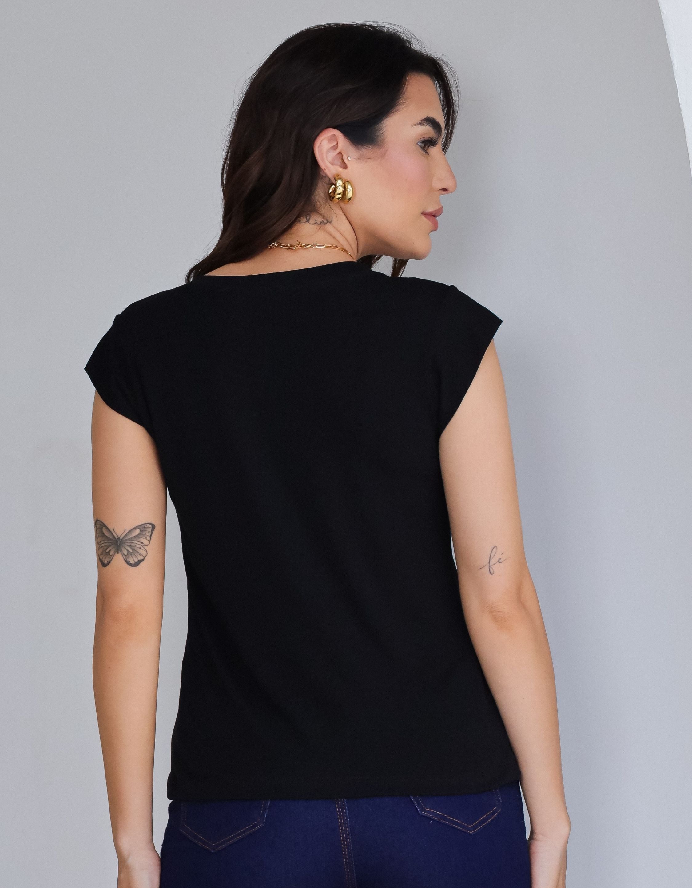 Blusa com Mangas em Malha de Viscose