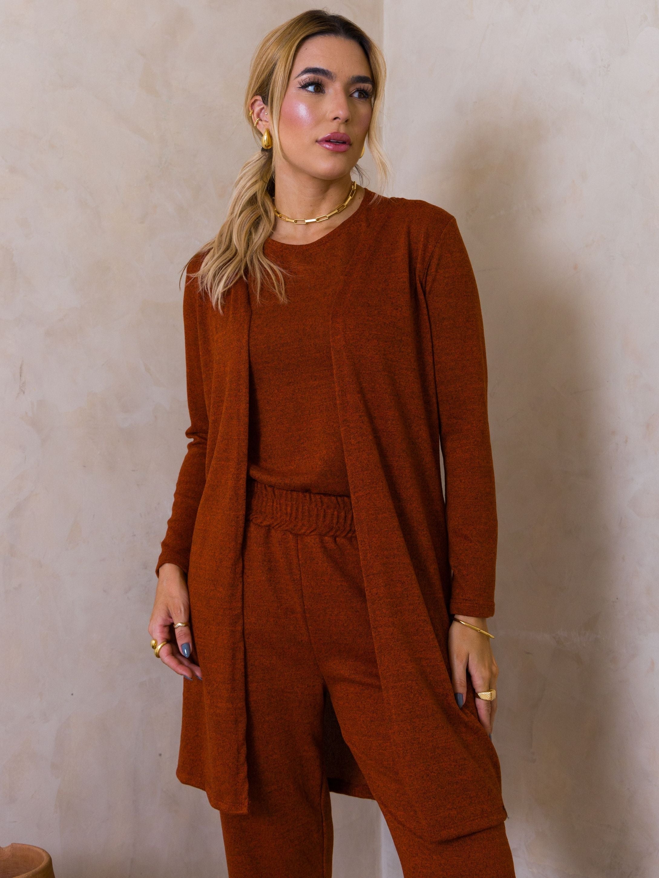 Conjunto Malha de Tricot Três Peças