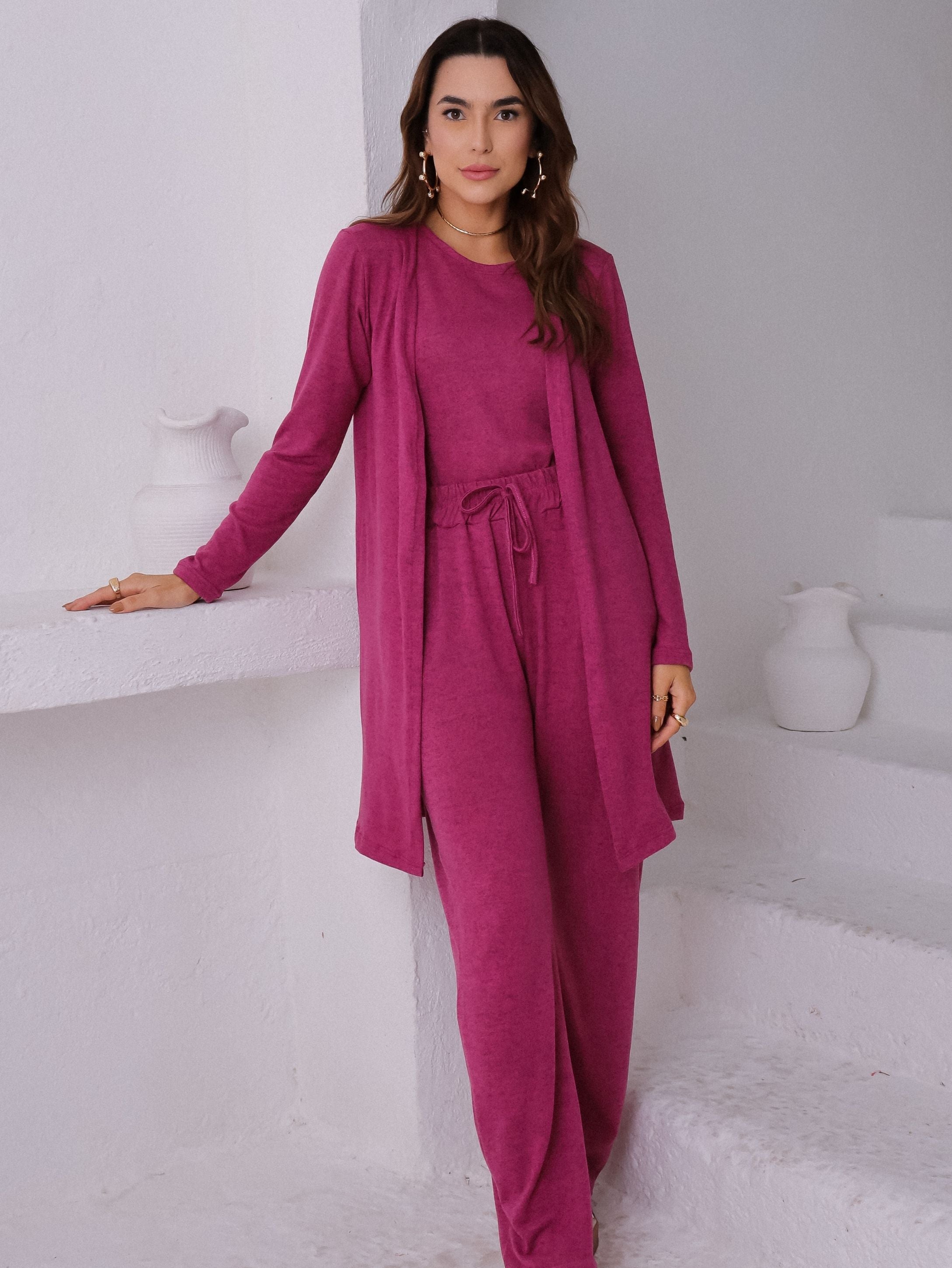 Conjunto Malha de Tricot Três Peças