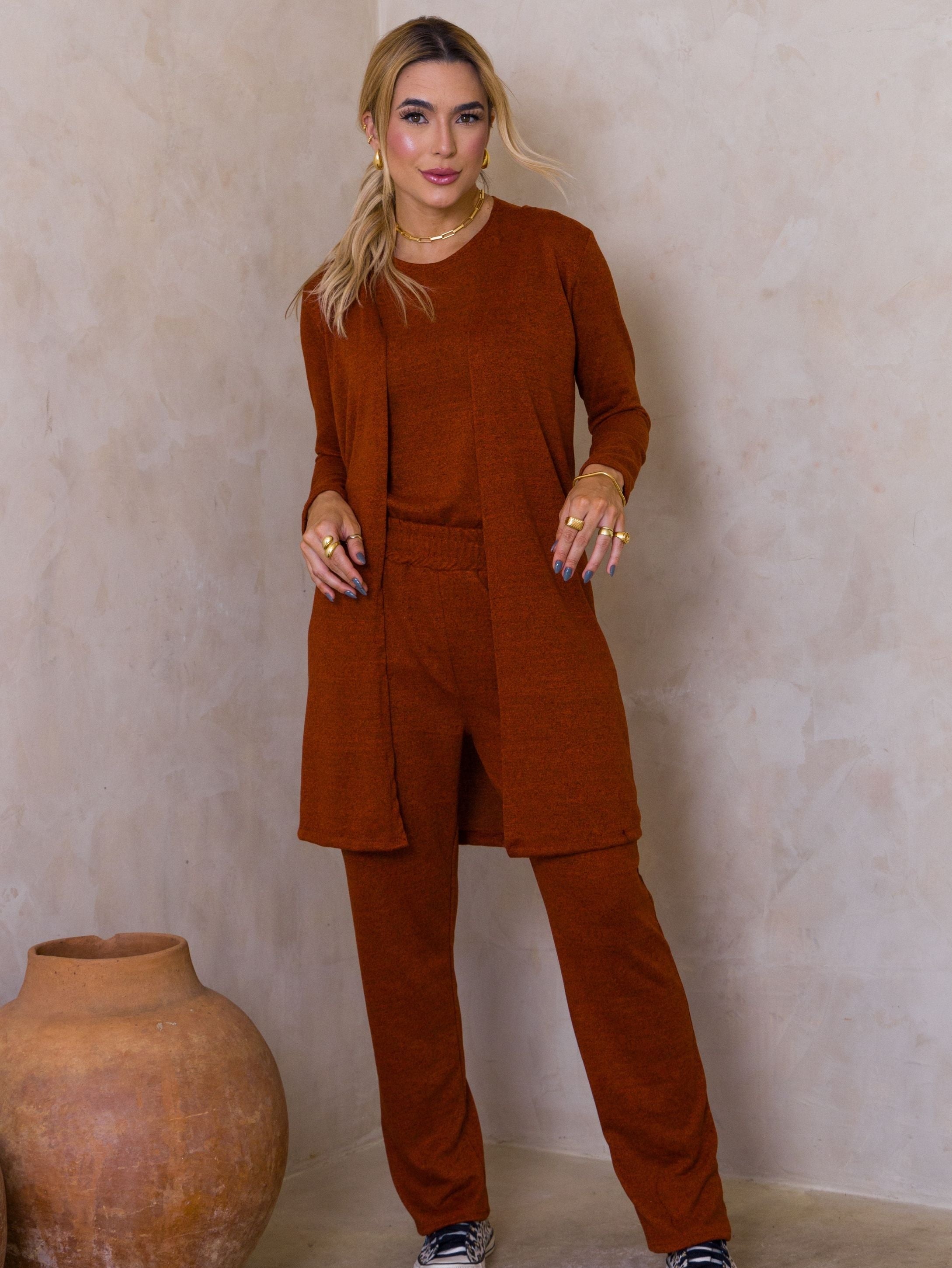 Conjunto Malha de Tricot Três Peças