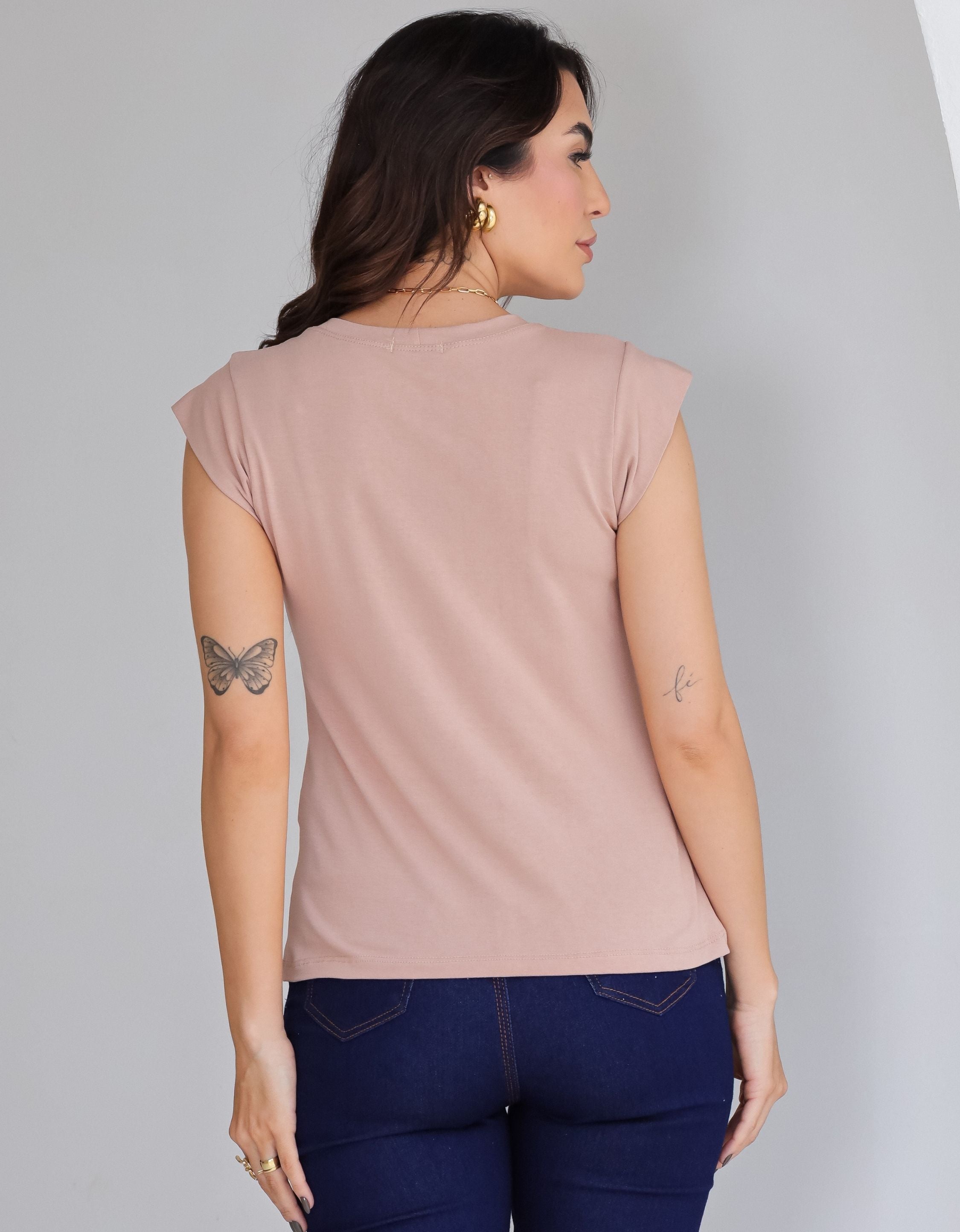 Blusa com Mangas em Malha de Viscose