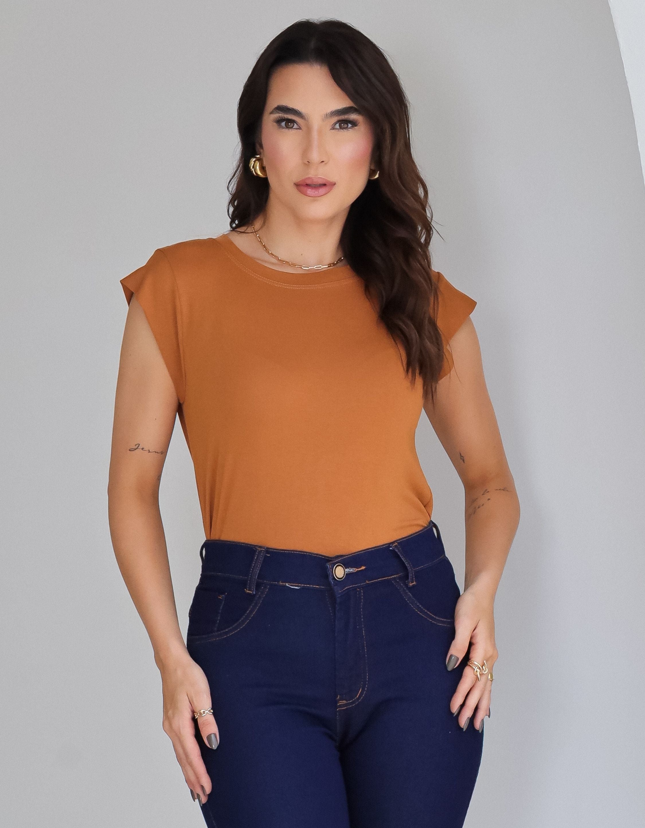 Blusa com Mangas em Malha de Viscose
