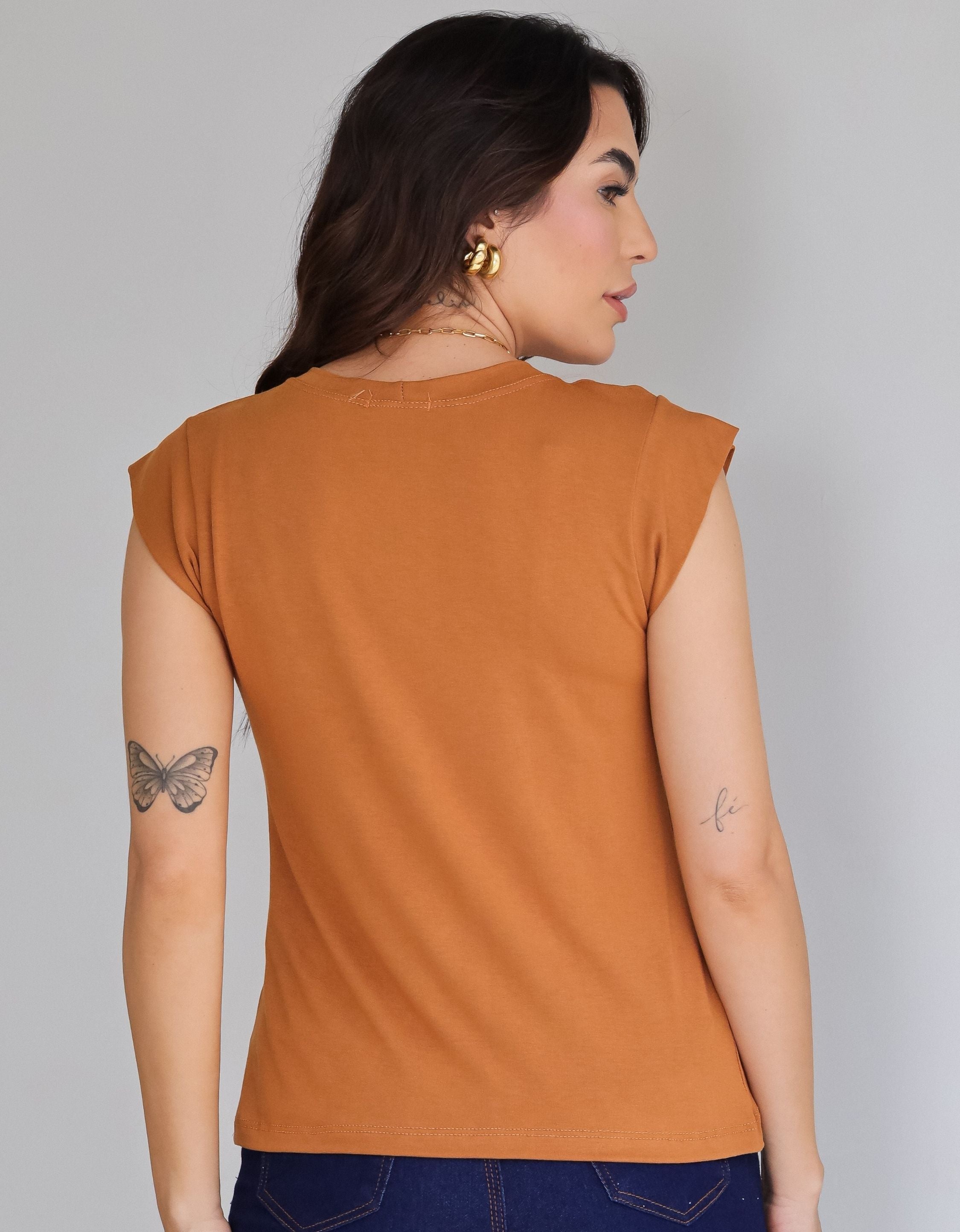 Blusa com Mangas em Malha de Viscose