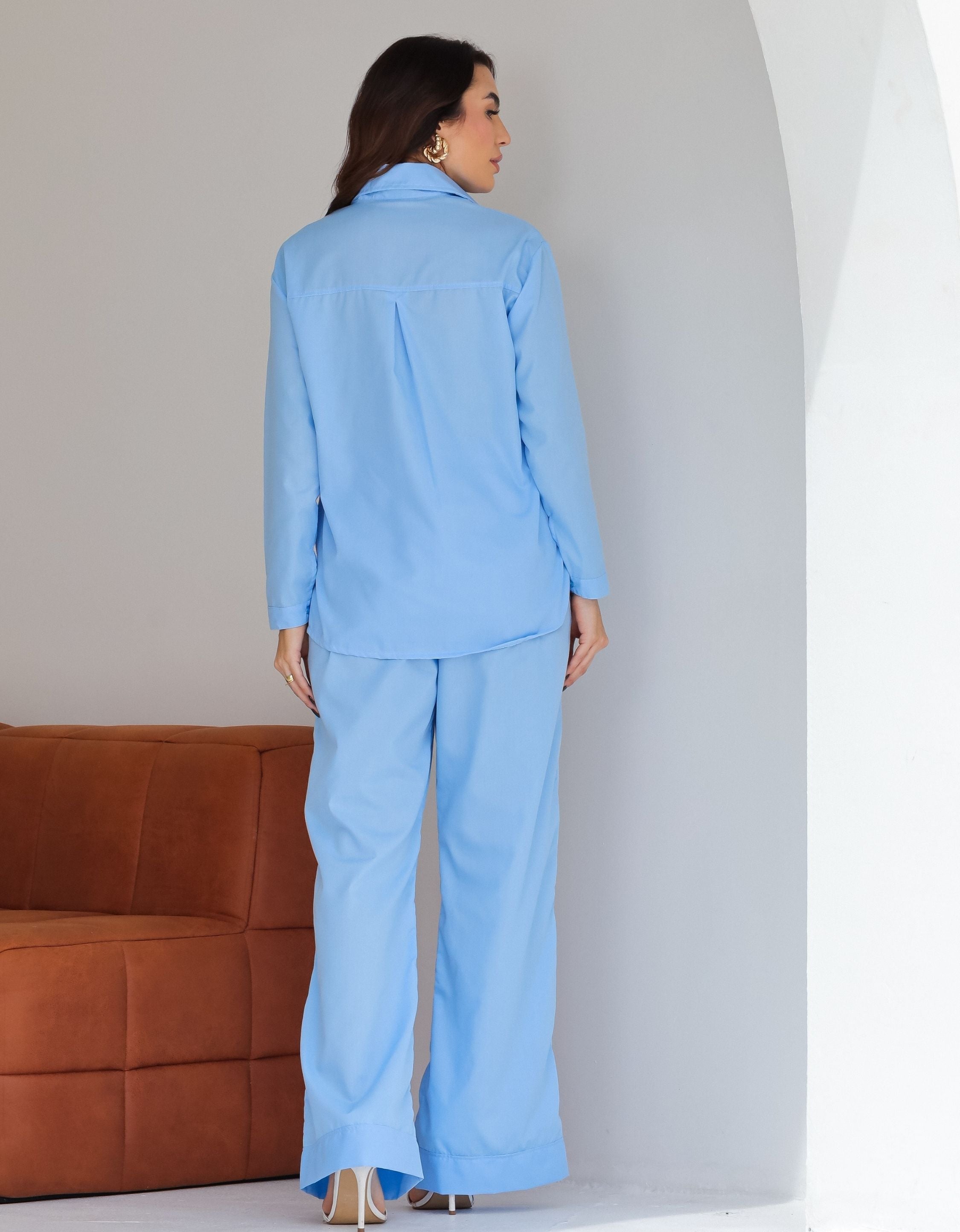 Conjunto Alfaiataria Camisa e Calça em Tricoline