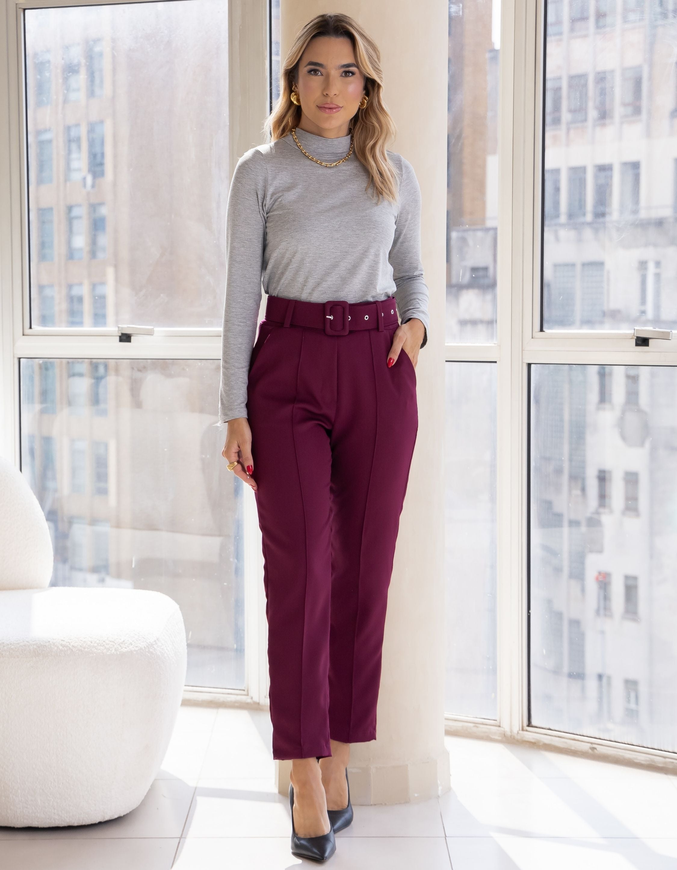 Blusa Cacharrel Gola Alta Malha de Viscose