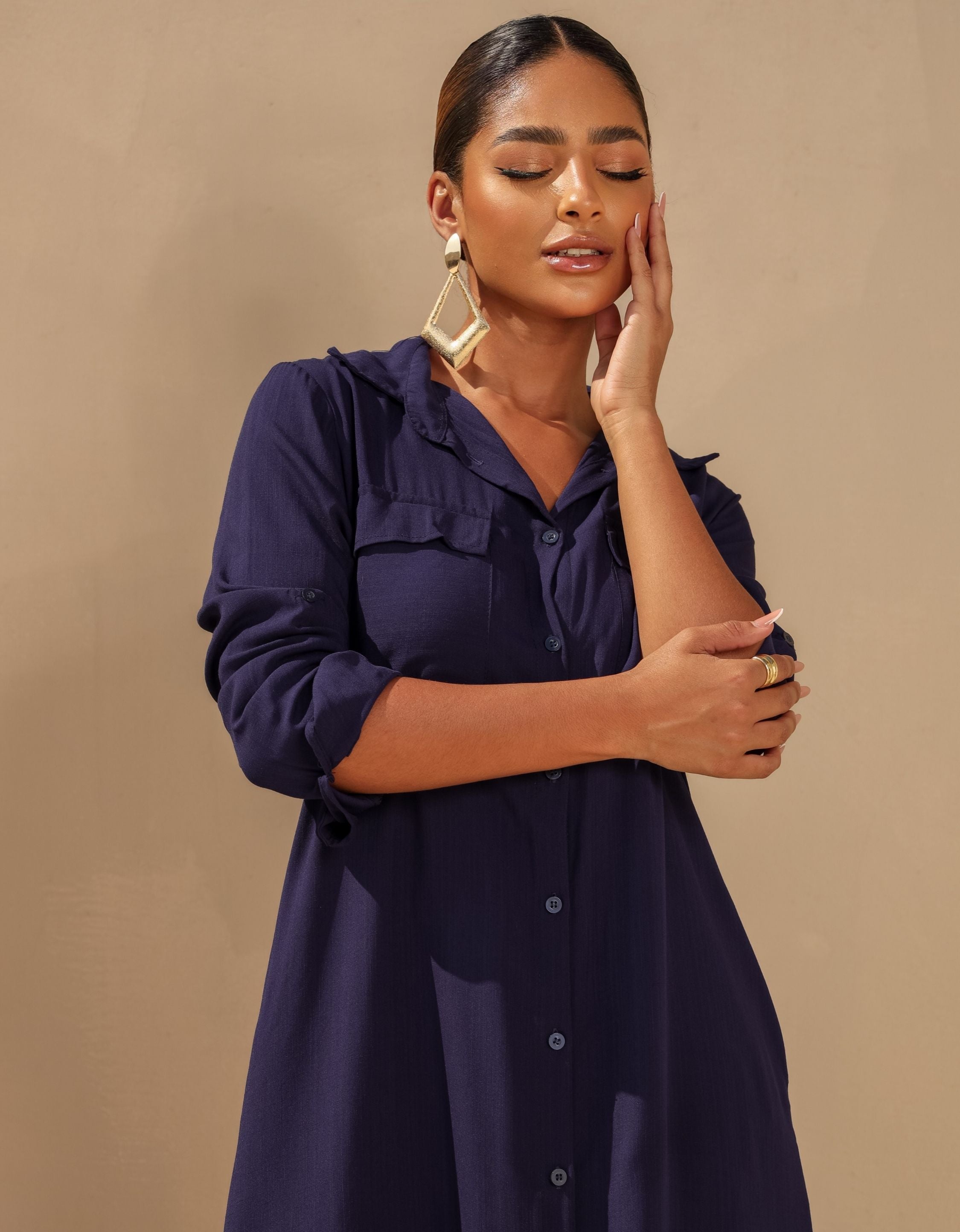 Vestido Longo Elegante Chemise em Viscose