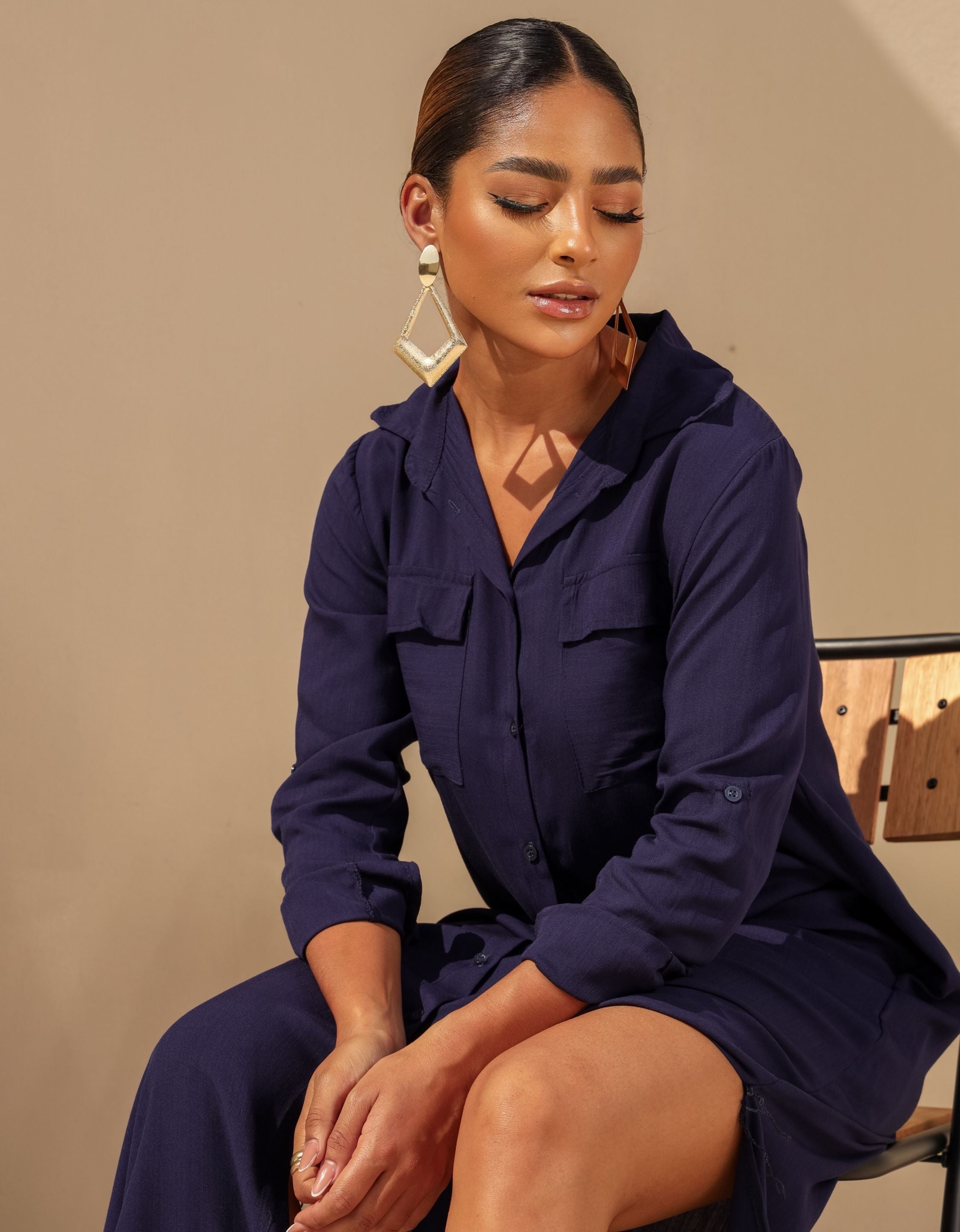 Vestido Longo Elegante Chemise em Viscose