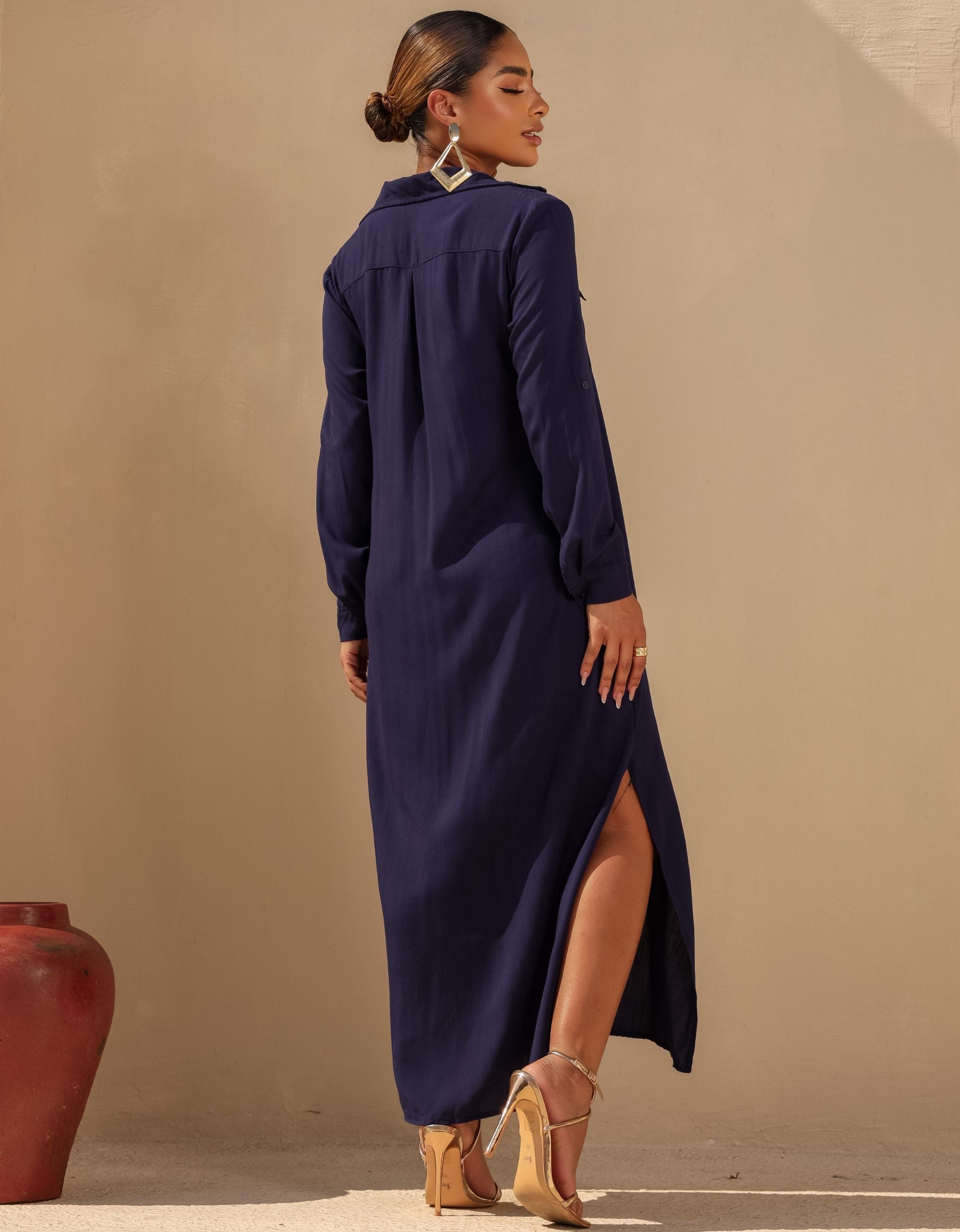 Vestido Longo Elegante Chemise em Viscose