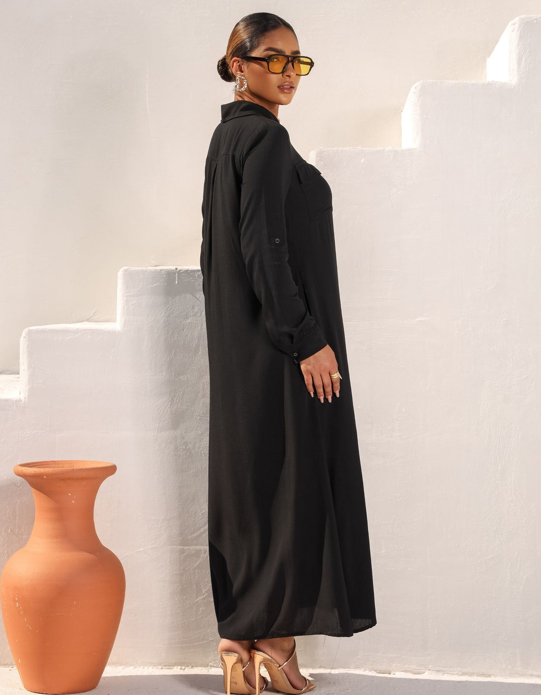 Vestido Longo Chemise em  Viscose