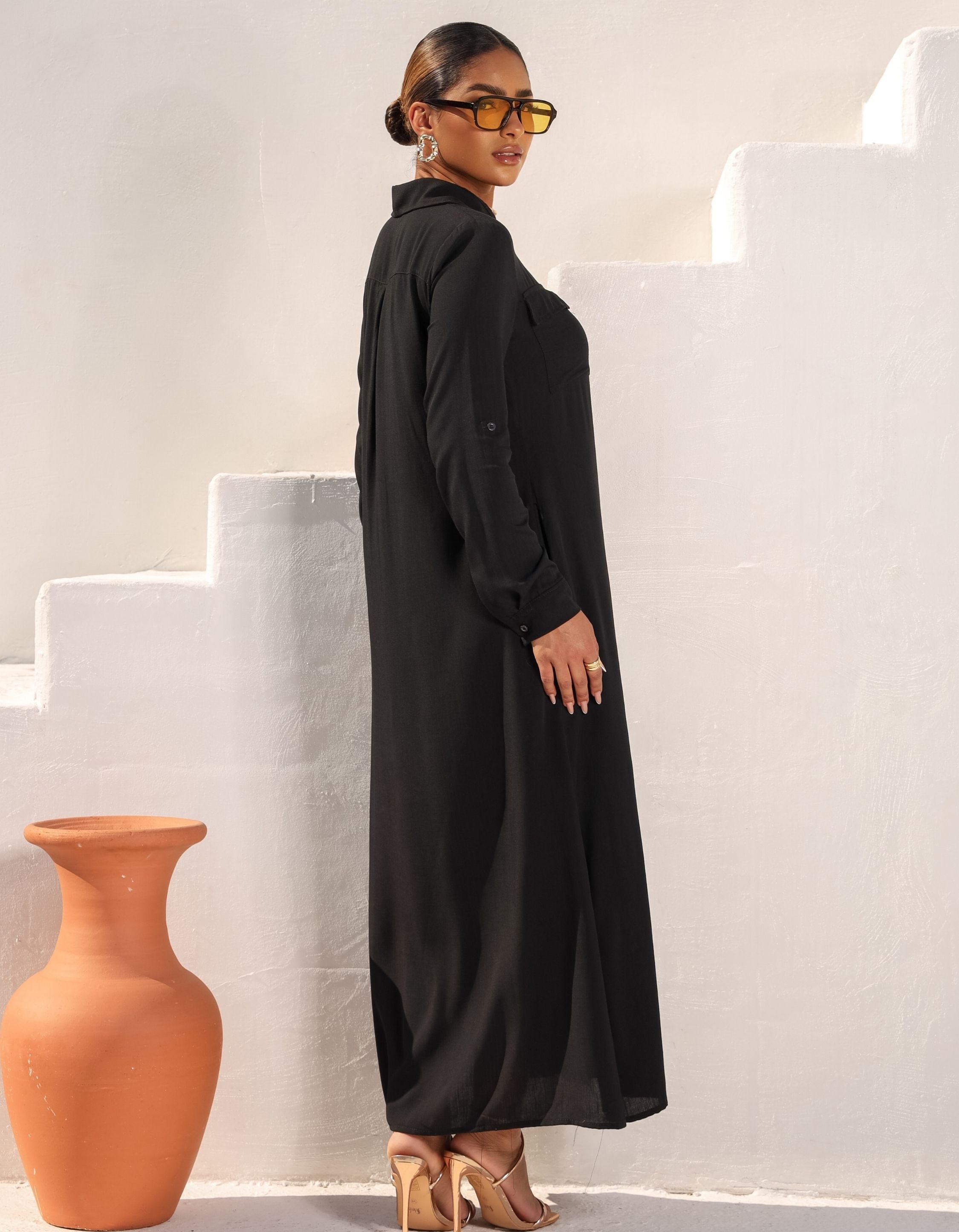 Vestido Longo Elegante Chemise em Viscose