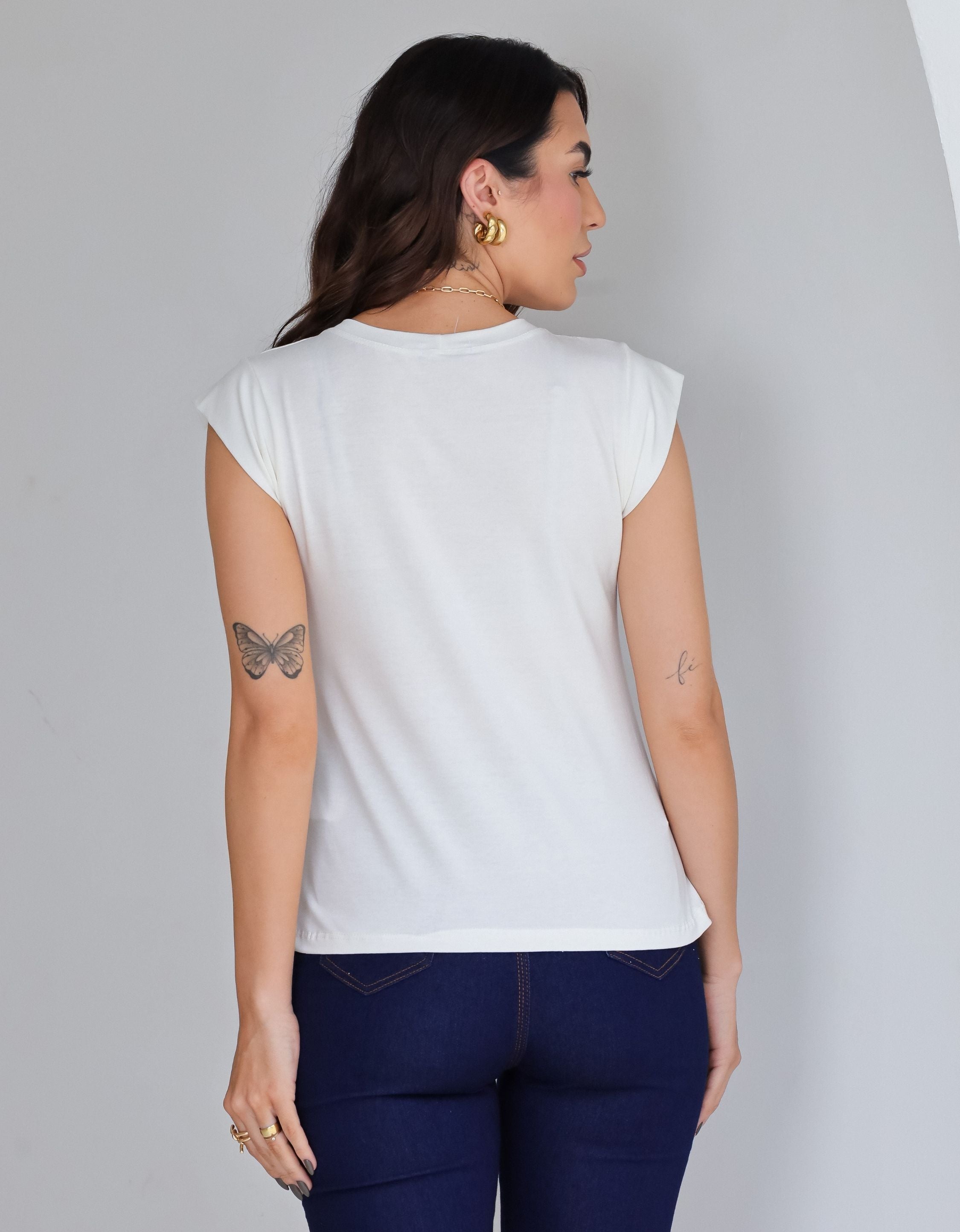Blusa com Mangas em Malha de Viscose