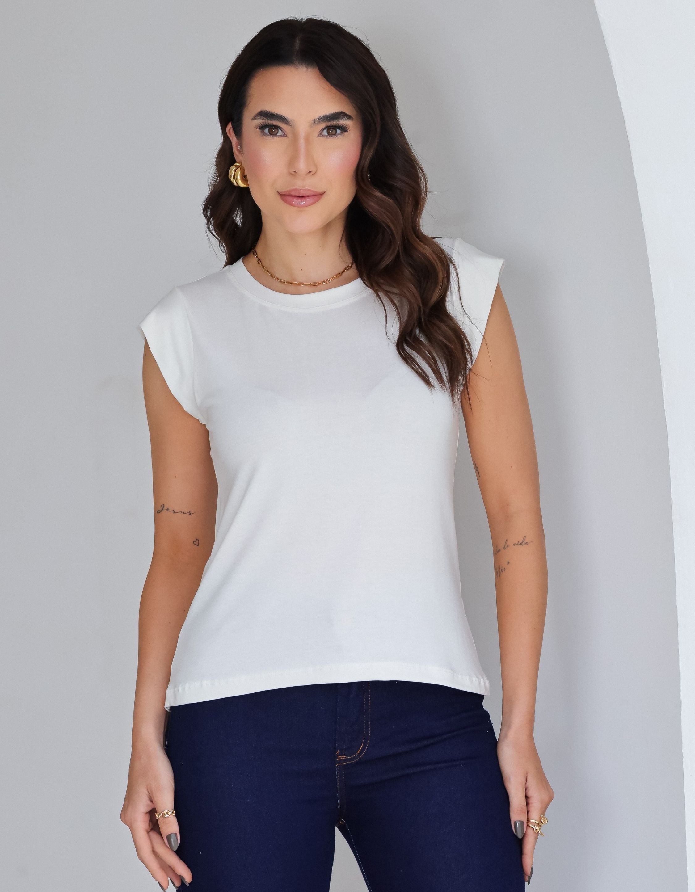Blusa com Mangas em Malha de Viscose