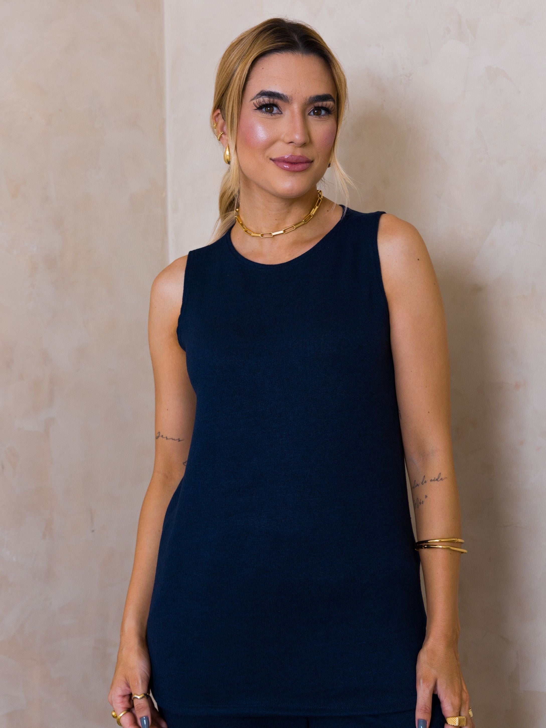 Conjunto Malha de Tricot Três Peças