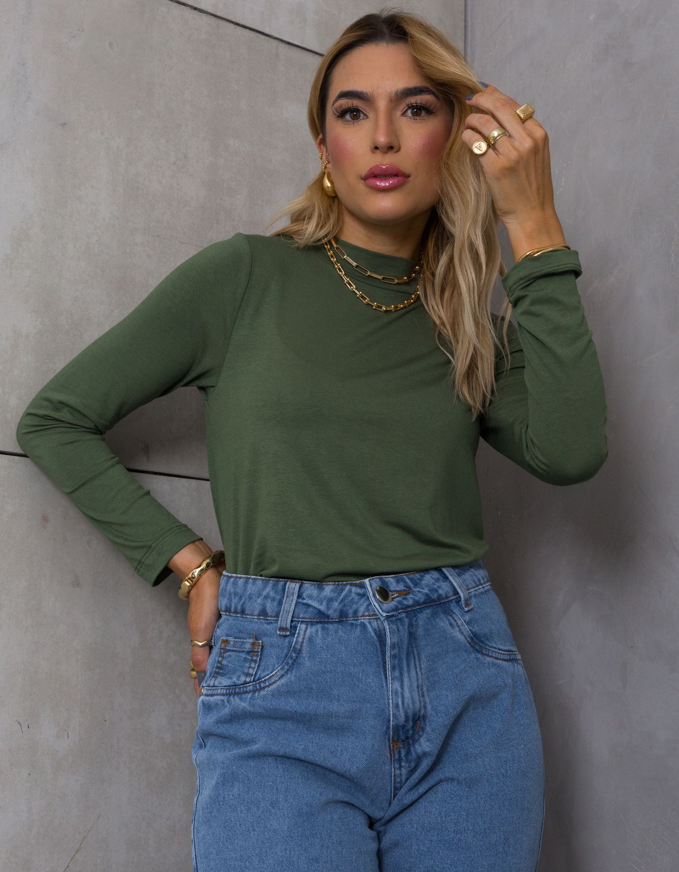 Blusa Cacharrel Gola Alta Malha de Viscose