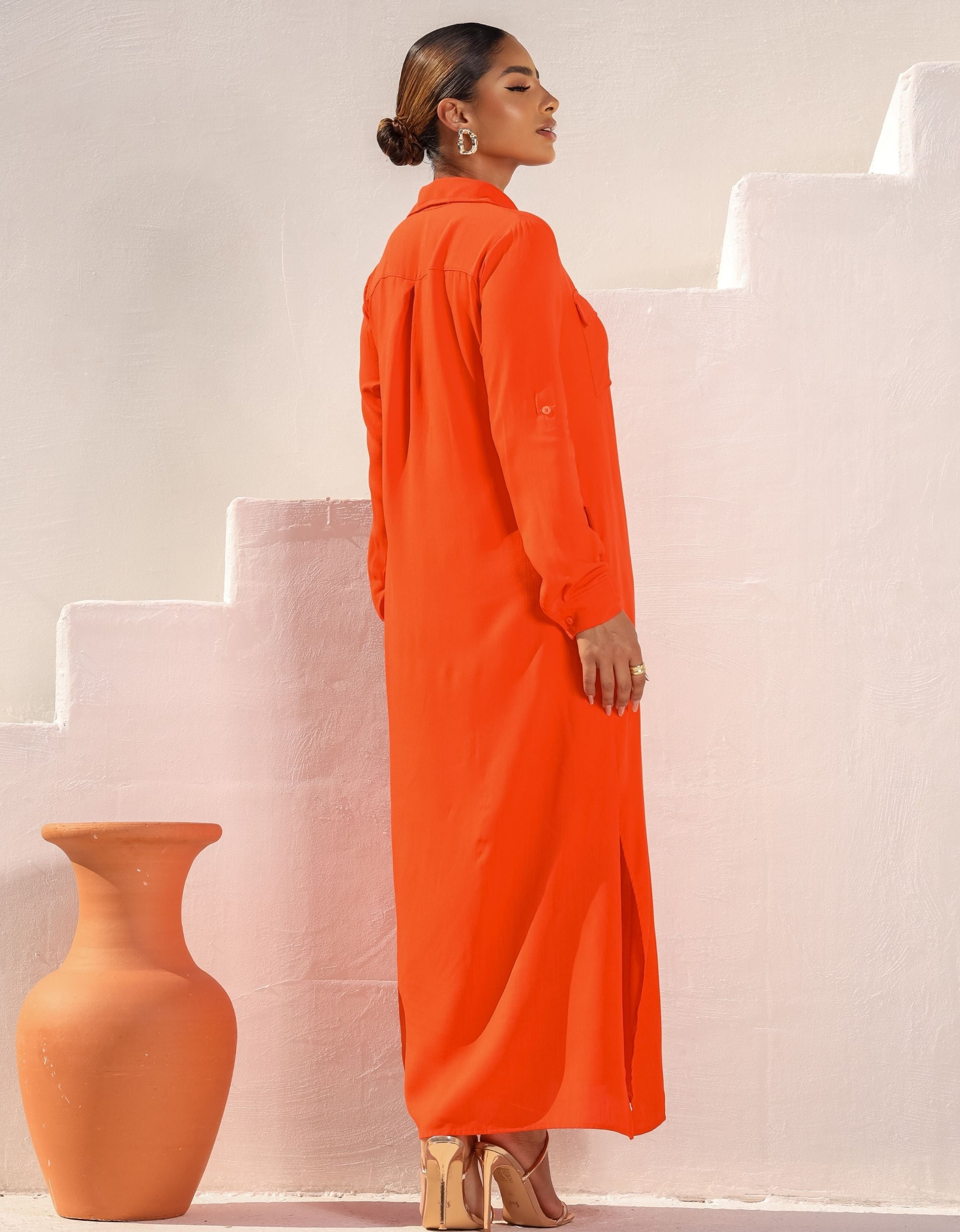 Vestido Longo Elegante Chemise em Viscose