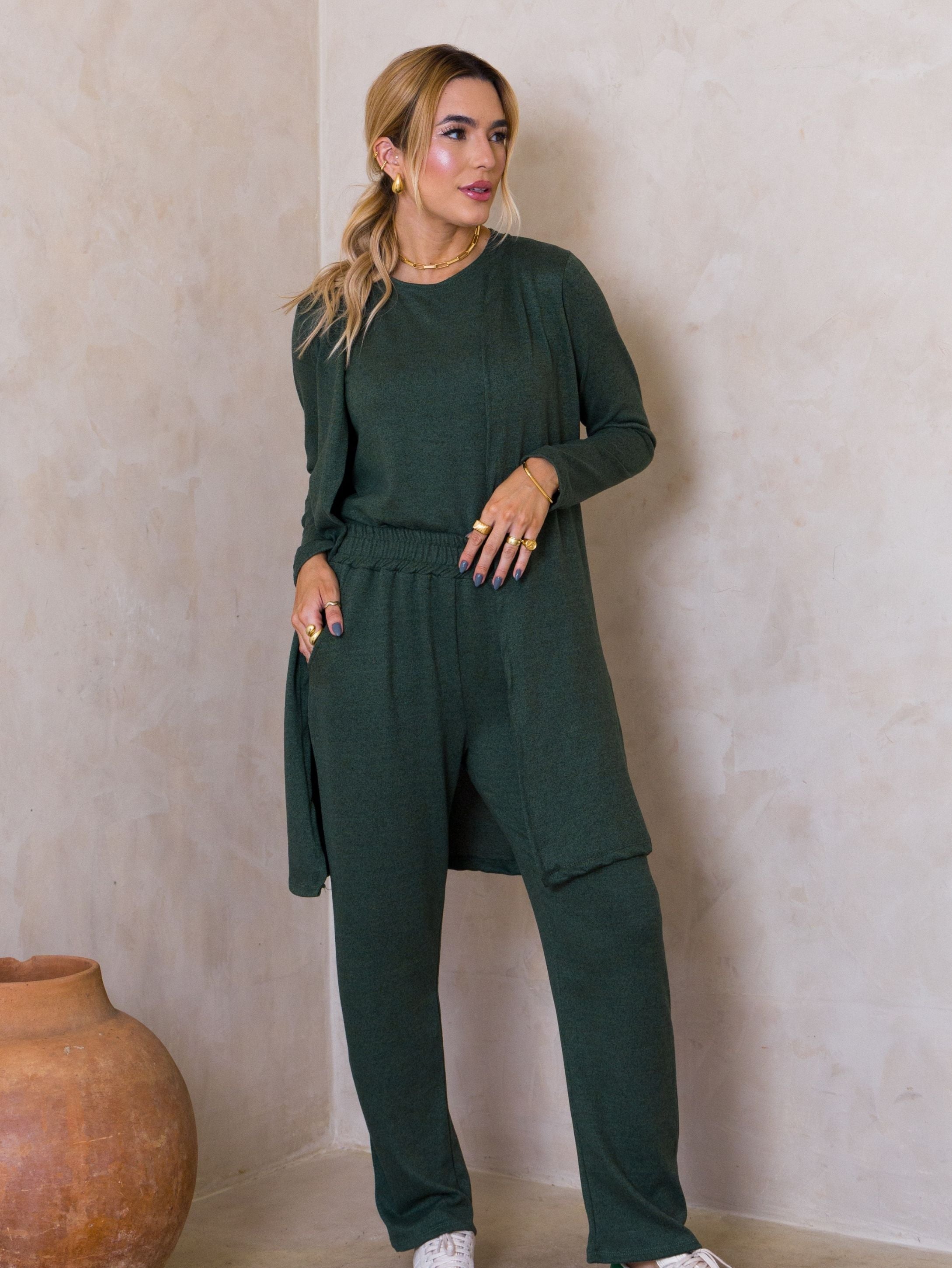 Conjunto Malha de Tricot Três Peças